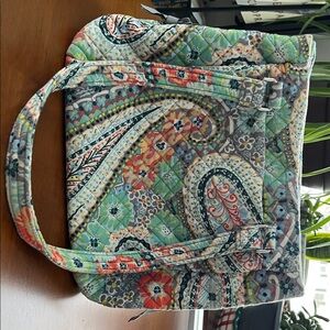 Vera Bradley Paisley Quilted Tote in Green and Orange